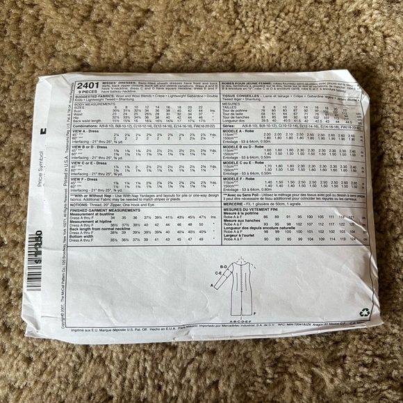 McCall’s Easy 2401 Dress Pattern - Picture 2 of 2